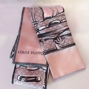 Louis Vuitton pink  grey monogram twilly bandeau